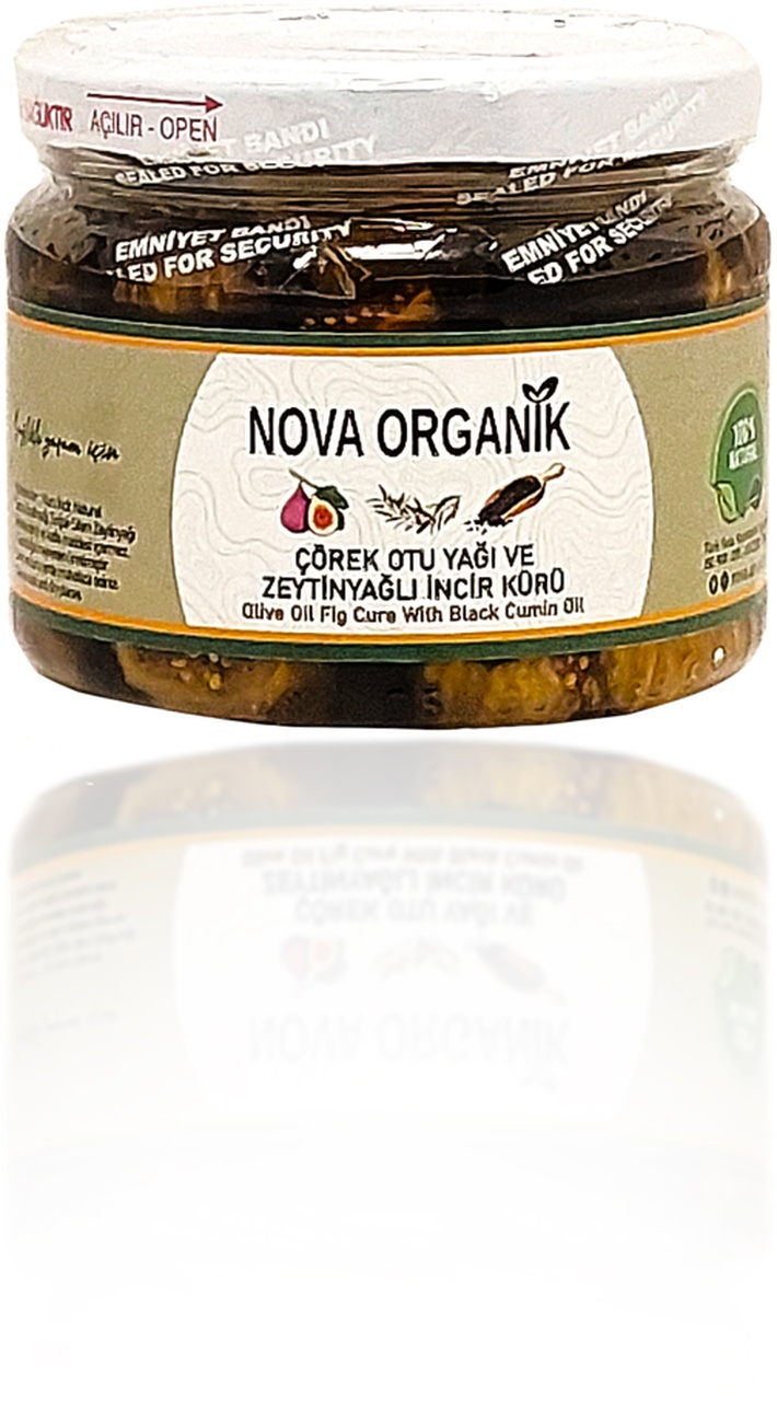 Nova Organik Çörek Otu Yağlı Zeytinyağlı İncir Kürü Cam Kavanoz 350 G