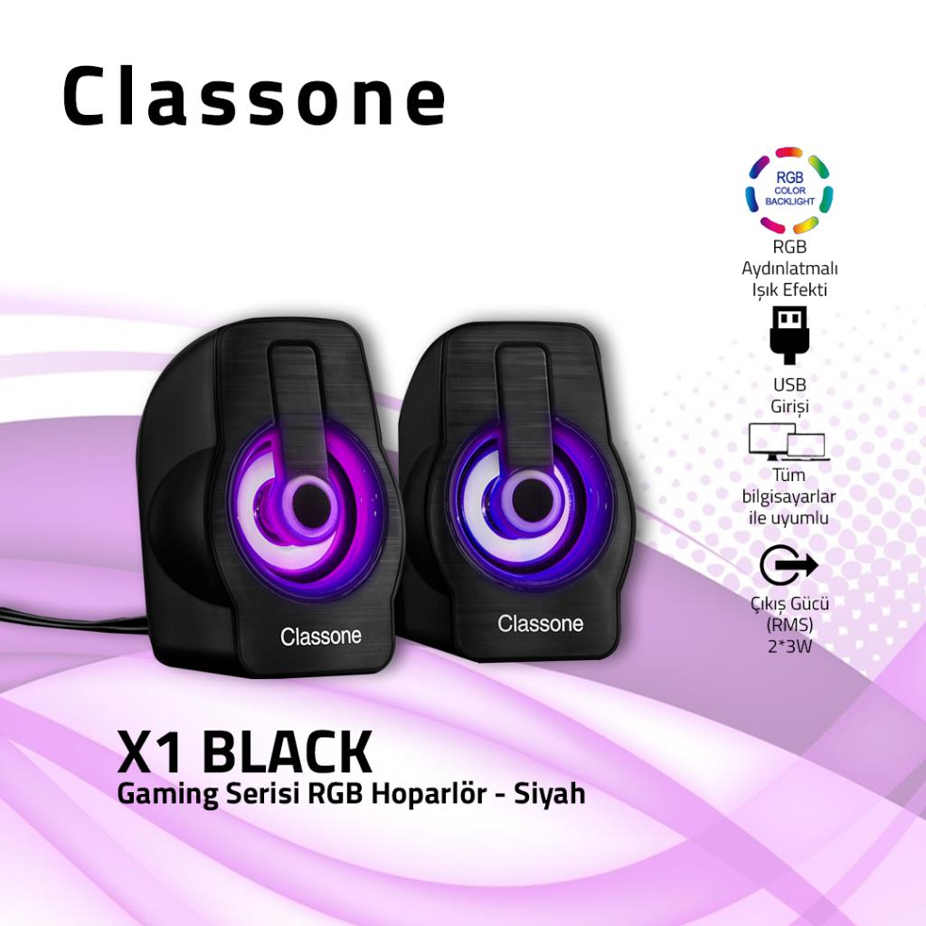 Classone  X1 Black Rgb Gaming  Hoparlör - Siyah