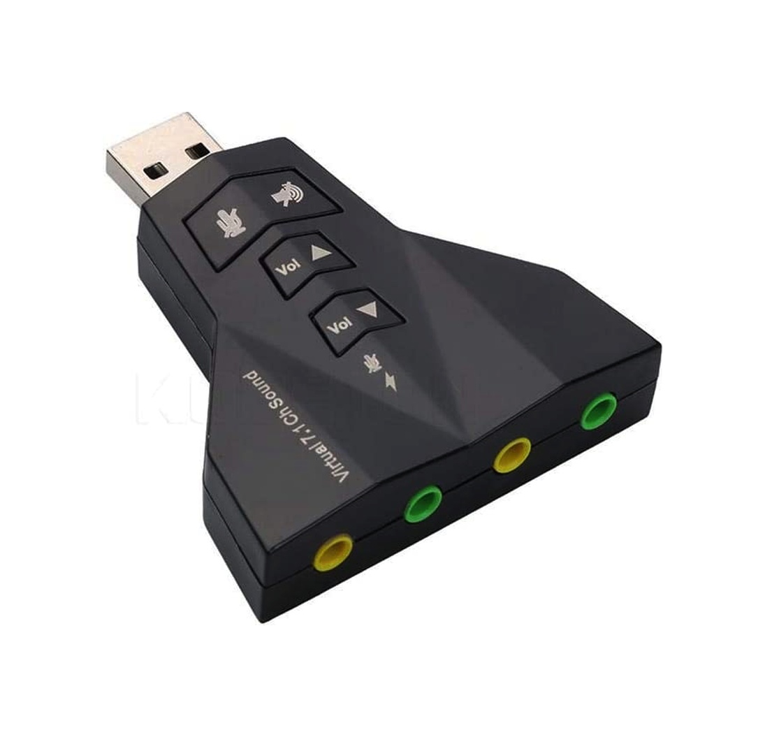 AoGo Harici USB 2.0 Çift Sanal 7.1 3D Ses Kartı