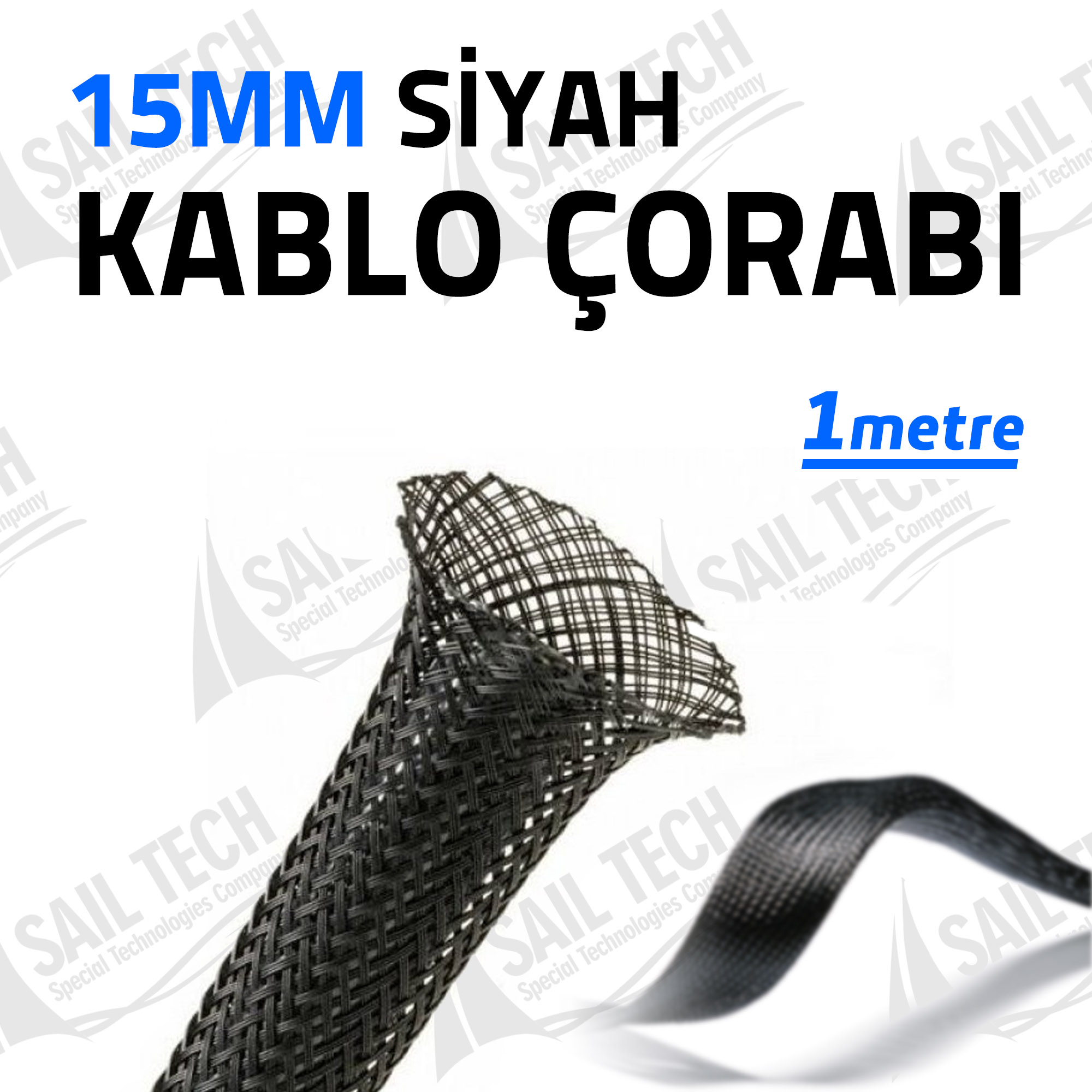 15 Mm Kablo Çorabı Siyah 1 M
