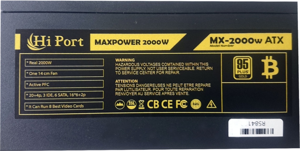 Hiport Maxpower MX-2000W 95+ Gold 2000W Mining Güç Kaynağı