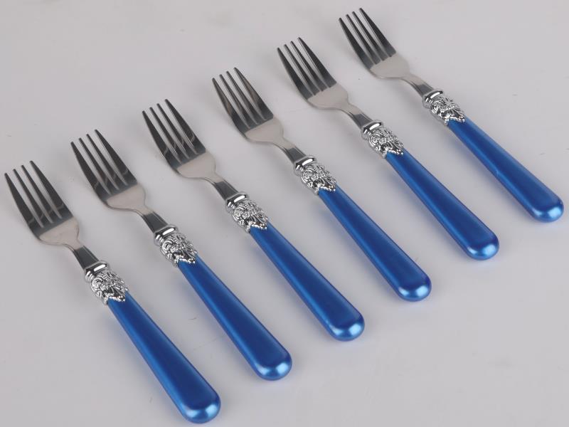 Biev Sedefli Mavi Melamin&Çelik 6 Lı Tatlı Çatalı Sgr1502 - 6F