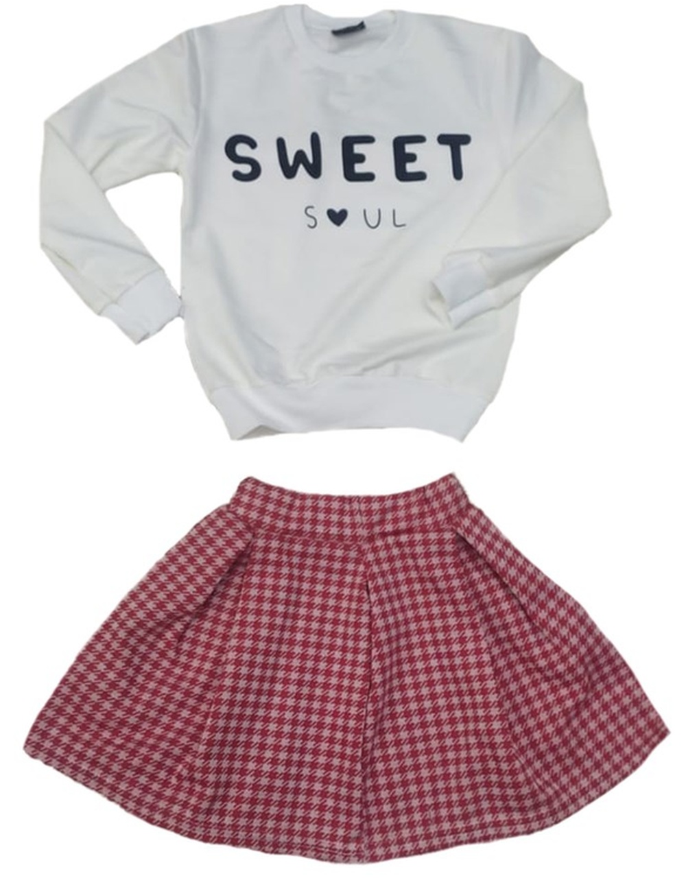 Kız Çocuk Sweet Baskılı Sweatshirt Piti Kare Etekli Takım 6260 001