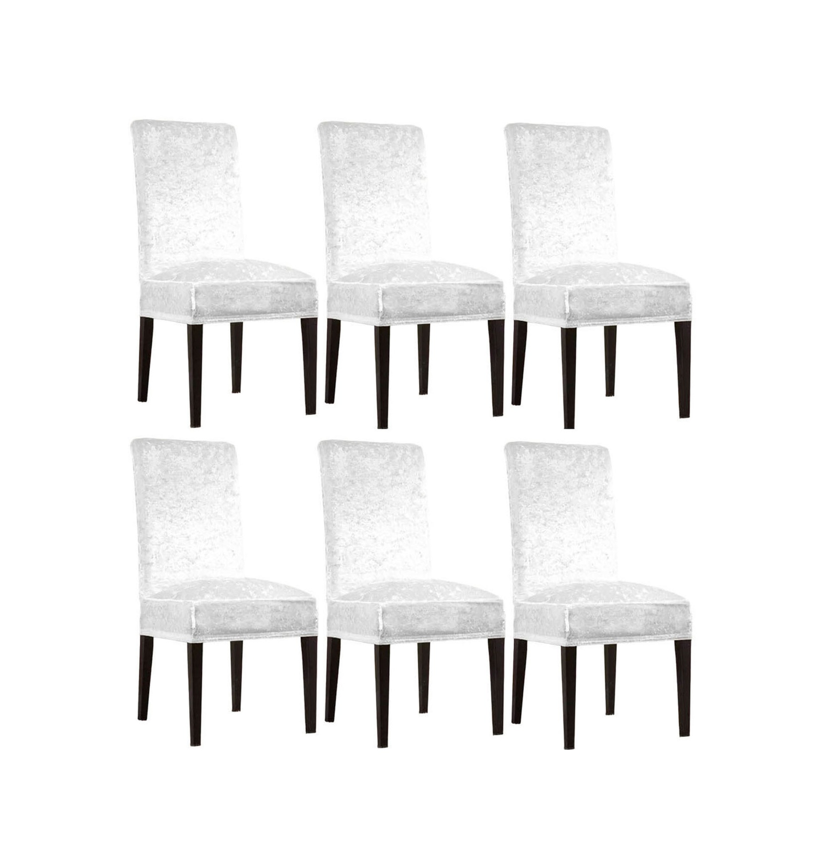 İpek Kadife 6'lı Sandalye Kılıfı Likralı Lastikli Kadife Sandalye Örtüsü 6 Adet - Beyaz