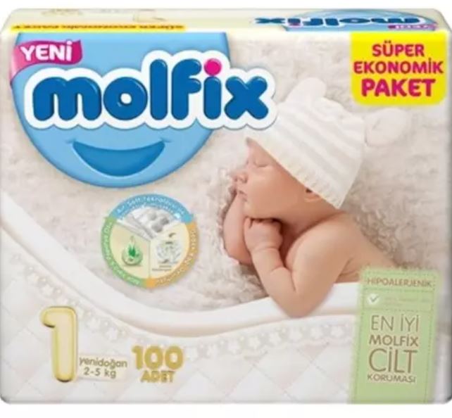 Molfix Yenidoğan Bebek Bezi 1 Numara Ekonomik Paket 100 Adet