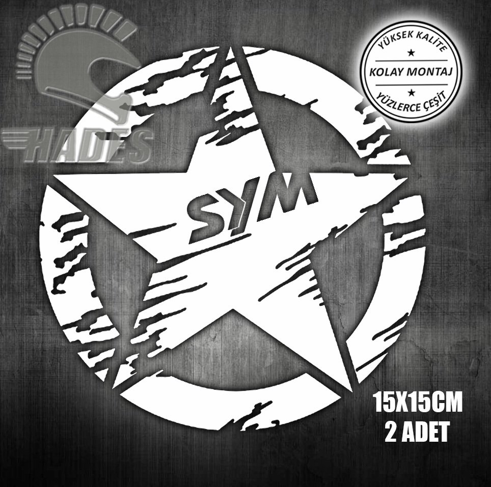 Sym Yıldız Sticker Beyaz 2Adet