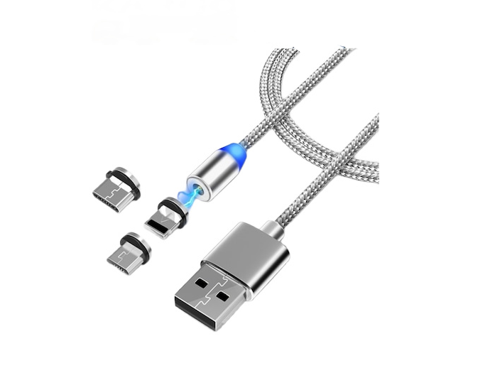 Micro Usb Type C 4910P Mıknatıslı Data Şarj Kablo