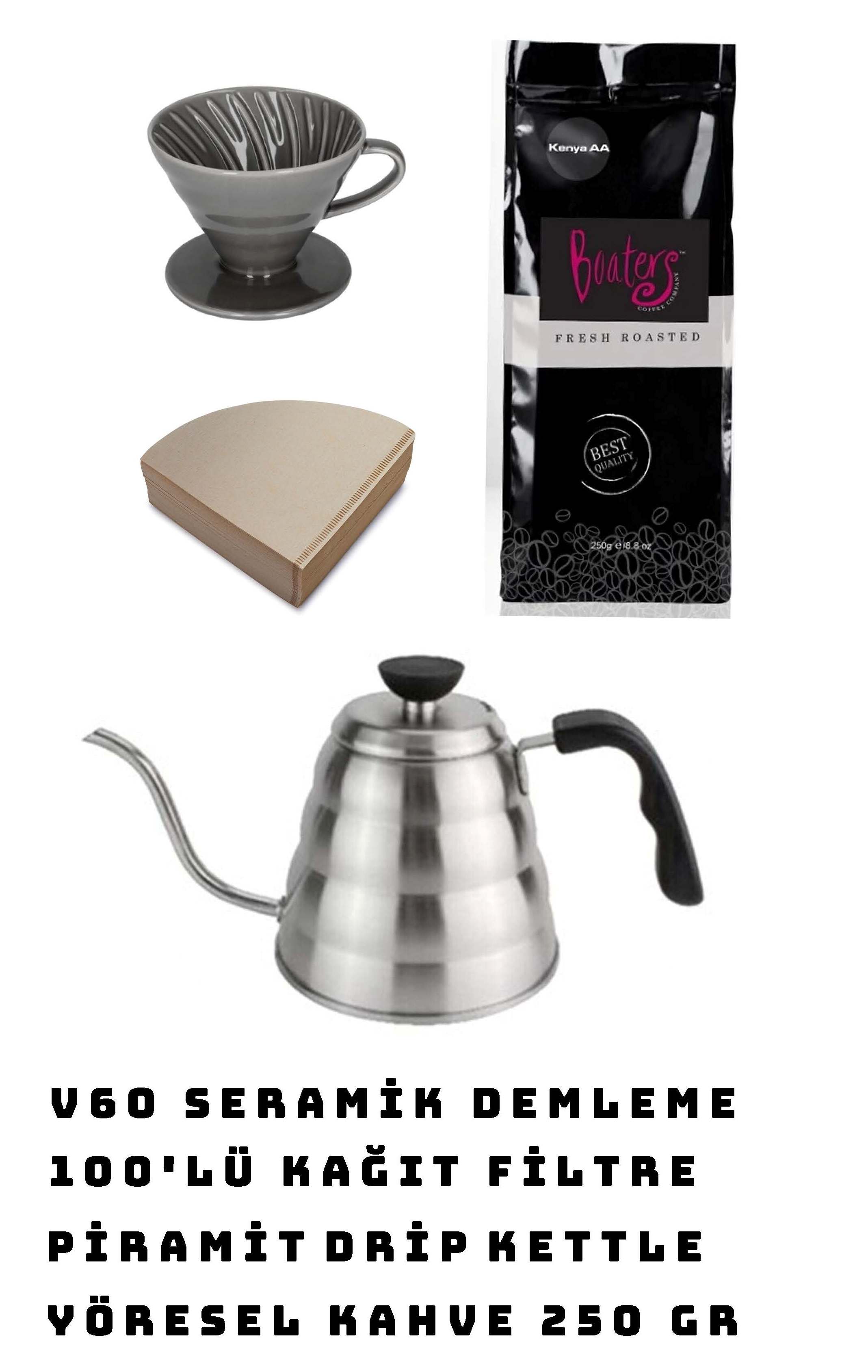 3. Nesil Kahve Demleme Seti - V60+Filtre+Kettle+Kahve