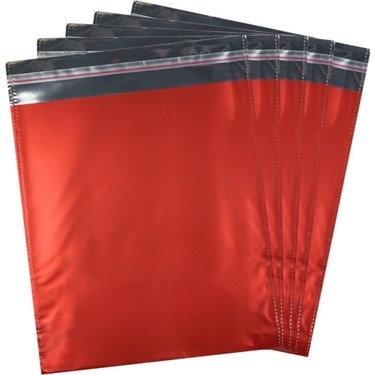 Yapışkanlı Metalize Lüx Hediye Paketi Kırmızı 25 x 35 CM 50'li