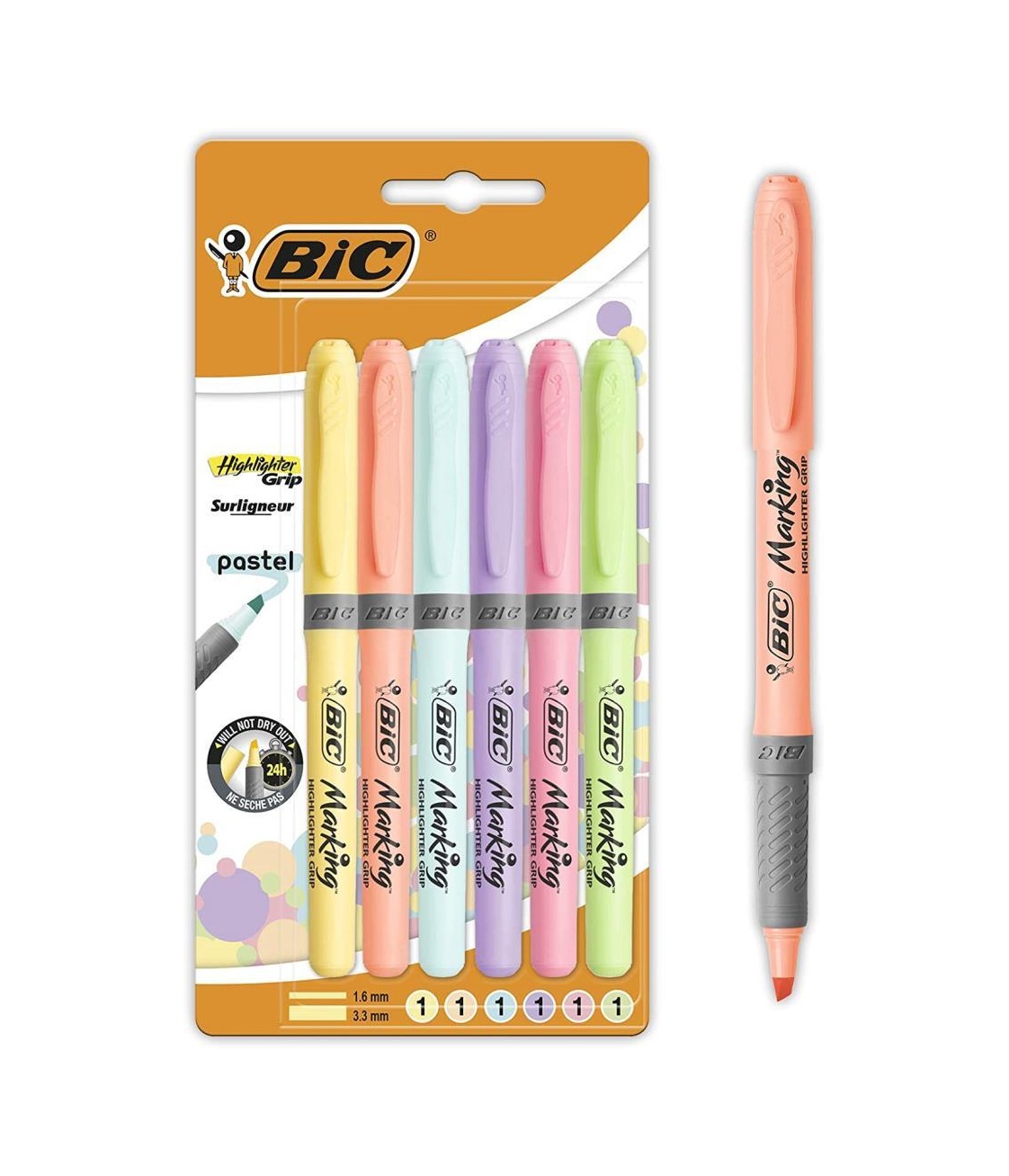 Bic Marking Grip Fosforlu Kalem Pastel Renk 6 Renk 992561 ürün görseli
