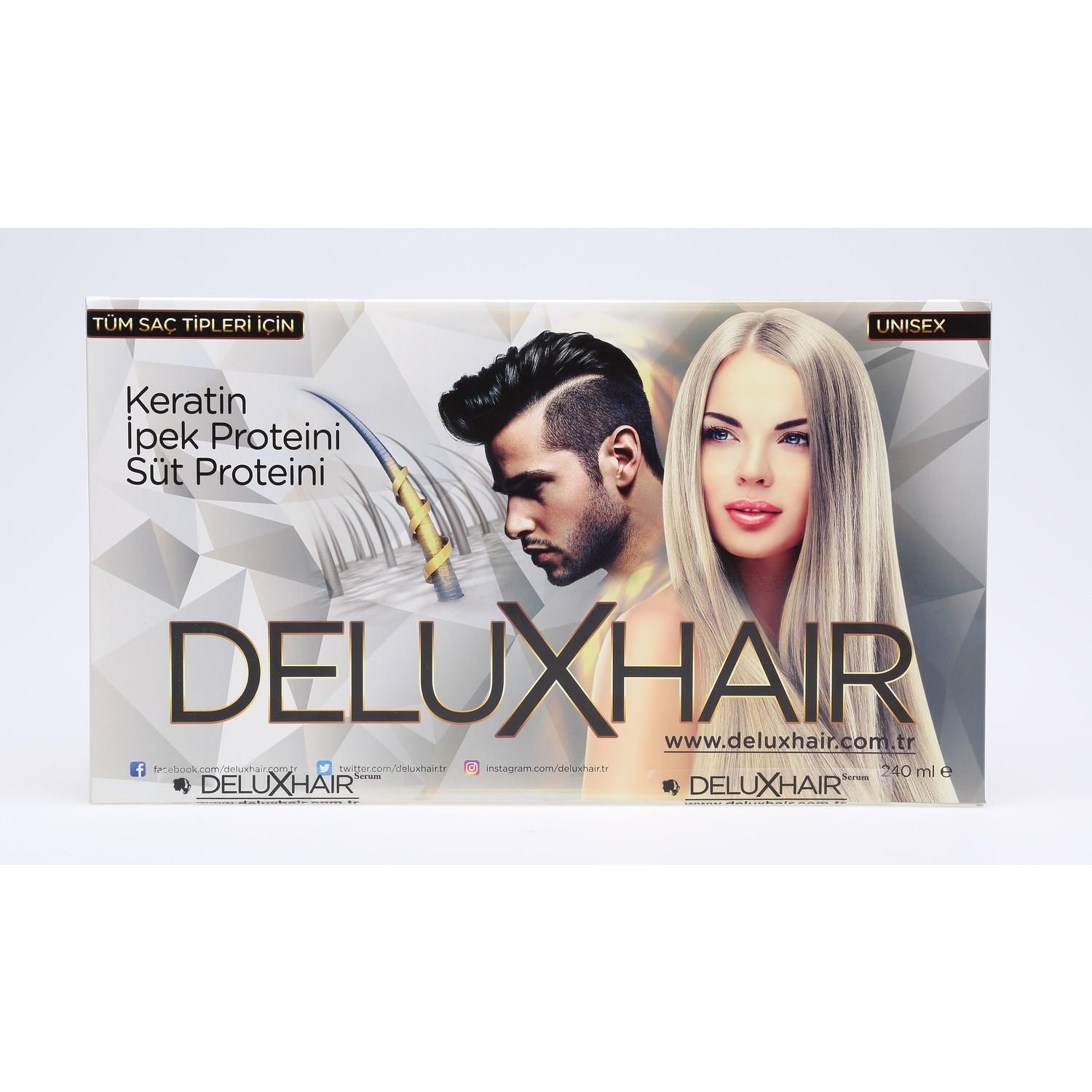 Delux Hair Keratinli Doğal Bitkisel Saç Çıkarma Bakım Serumu 30 x 10 ML