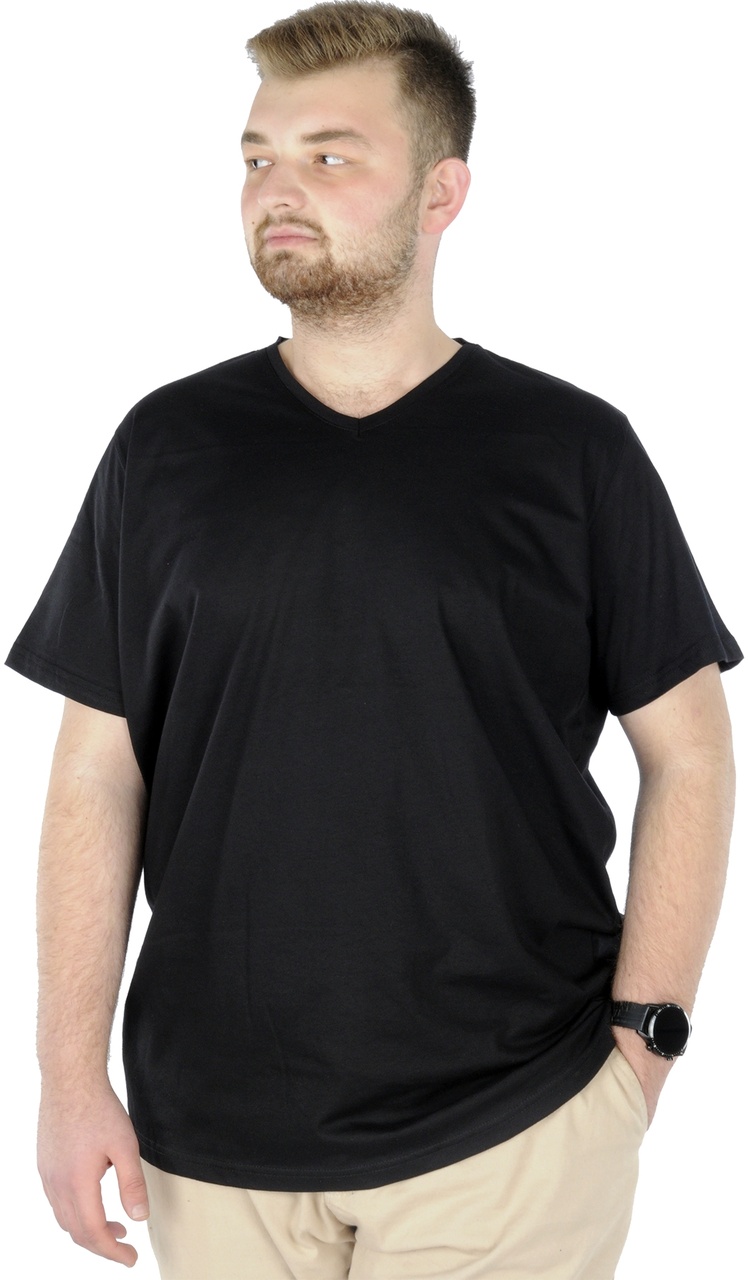 Mode Xl Büyük Beden Erkek Tshirt V Yaka Basic 20032 Siyah 001