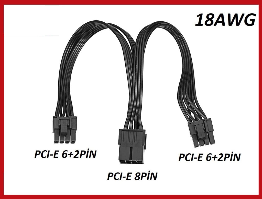 18AWG 8 Pin Kablo Ekran Kartı Power Çoklayıcı Kablo Pci-e Molex