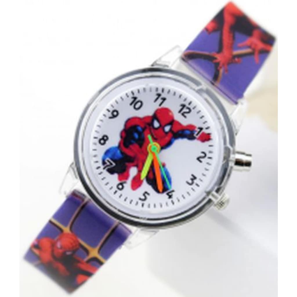 Işıklı Spiderman Örümcek Adam Silikon Çocuk Kol Saati -Mavi