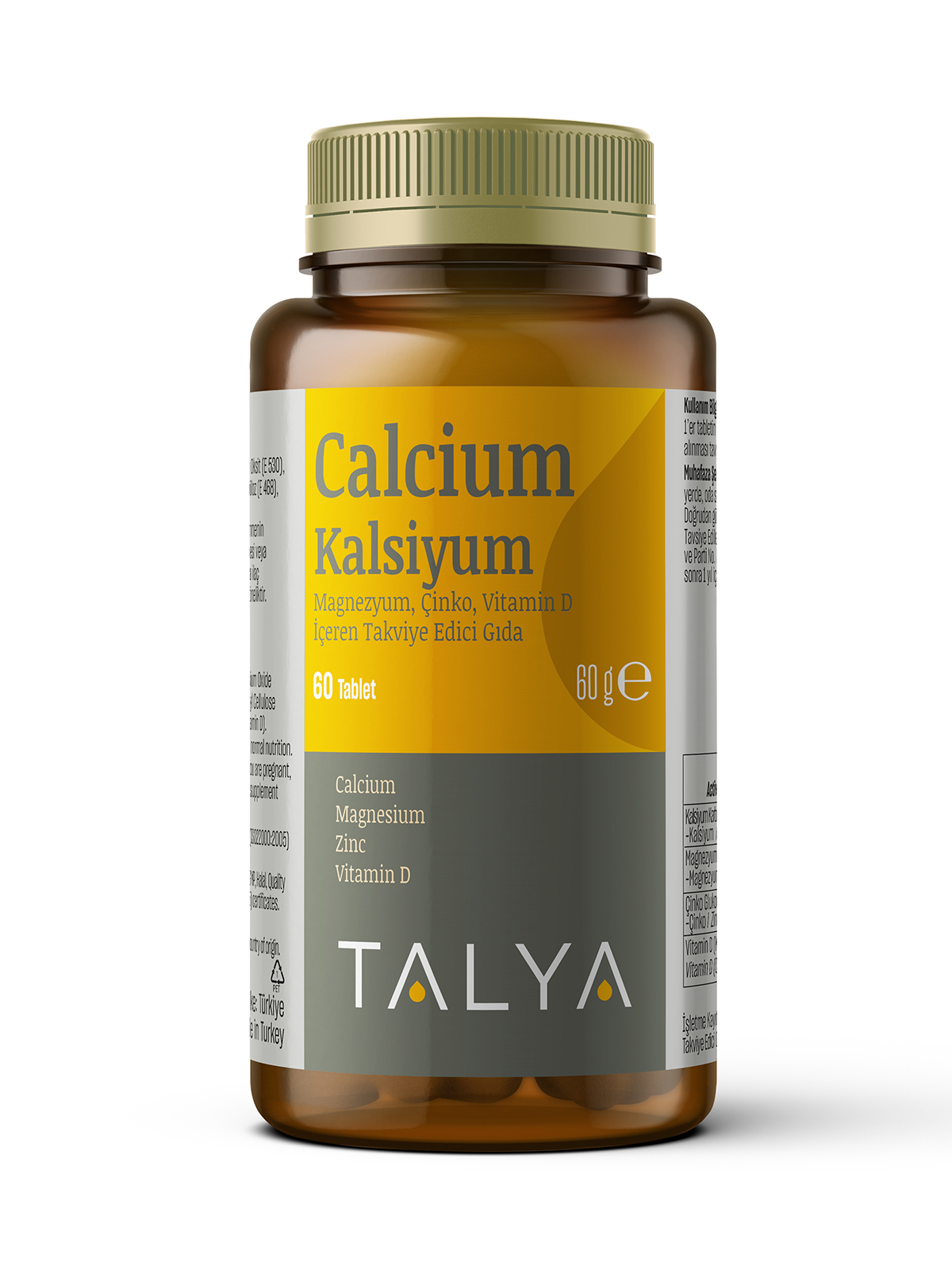 Talya Kalsiyum Magnezyum Çinko Vitamin D İçeren Takviye Edici Gıda 60 Tablet