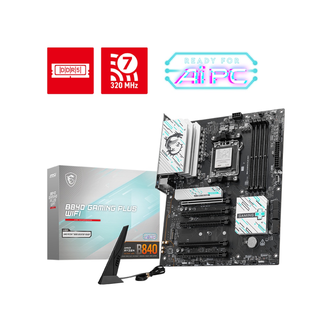 MSI B840 Gaming Plus WIFI AMD B840 8000 MHz (OC) DDR5 Soket AM5 ATX Anakart