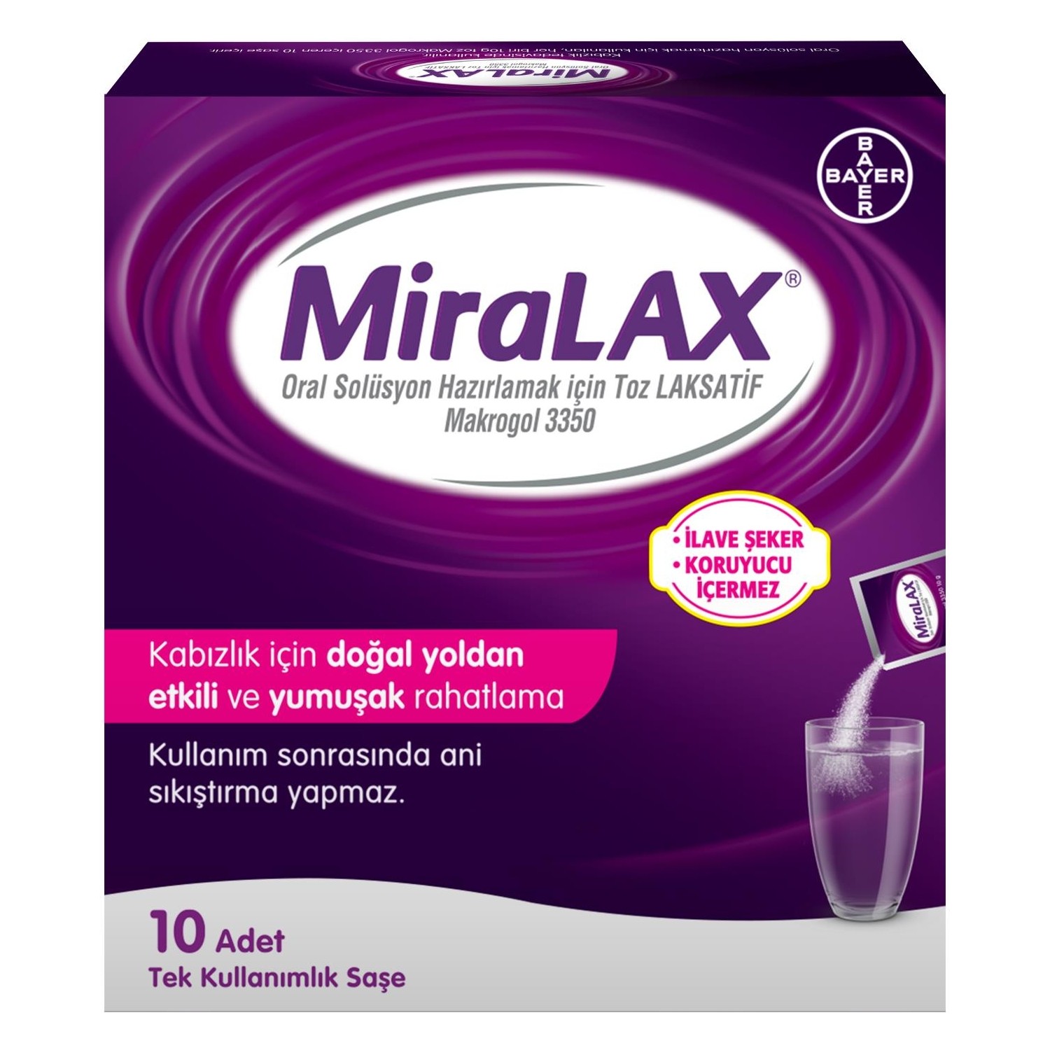 Miralax Oral Solüsyon Makrogol 3350 Tek Kullanımlık 10 Saşe