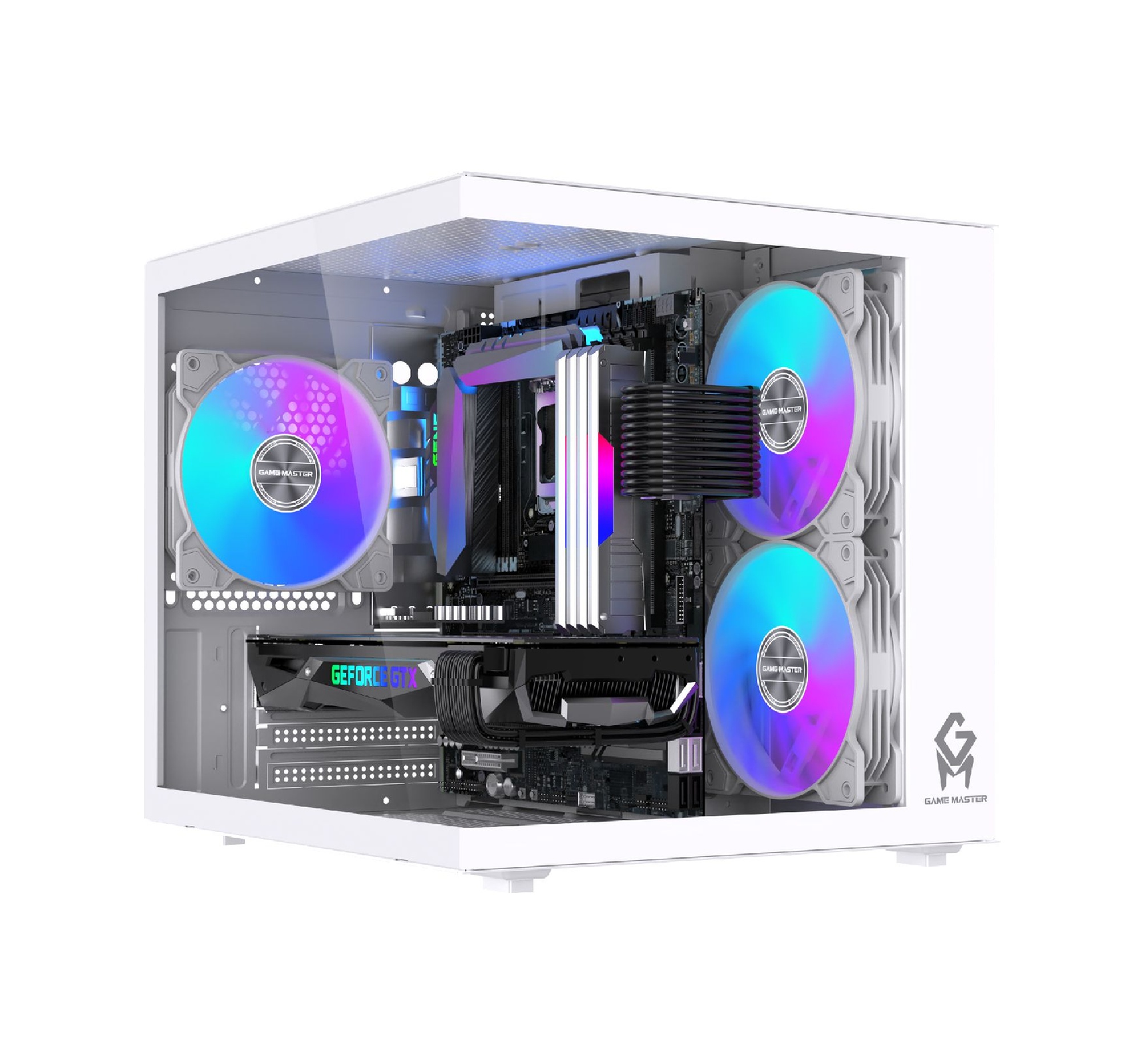 Gm-x1 Tuştan Değişmeli 3x Rgb Fanlı Gaming Mini Akvaryum M-atx Beyaz Kasa