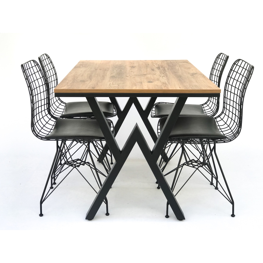 Metaltasarımatölyesi Mta -V- Masa Sandalye Takımı, Yemek Masası Takımı, Mutfak Masası