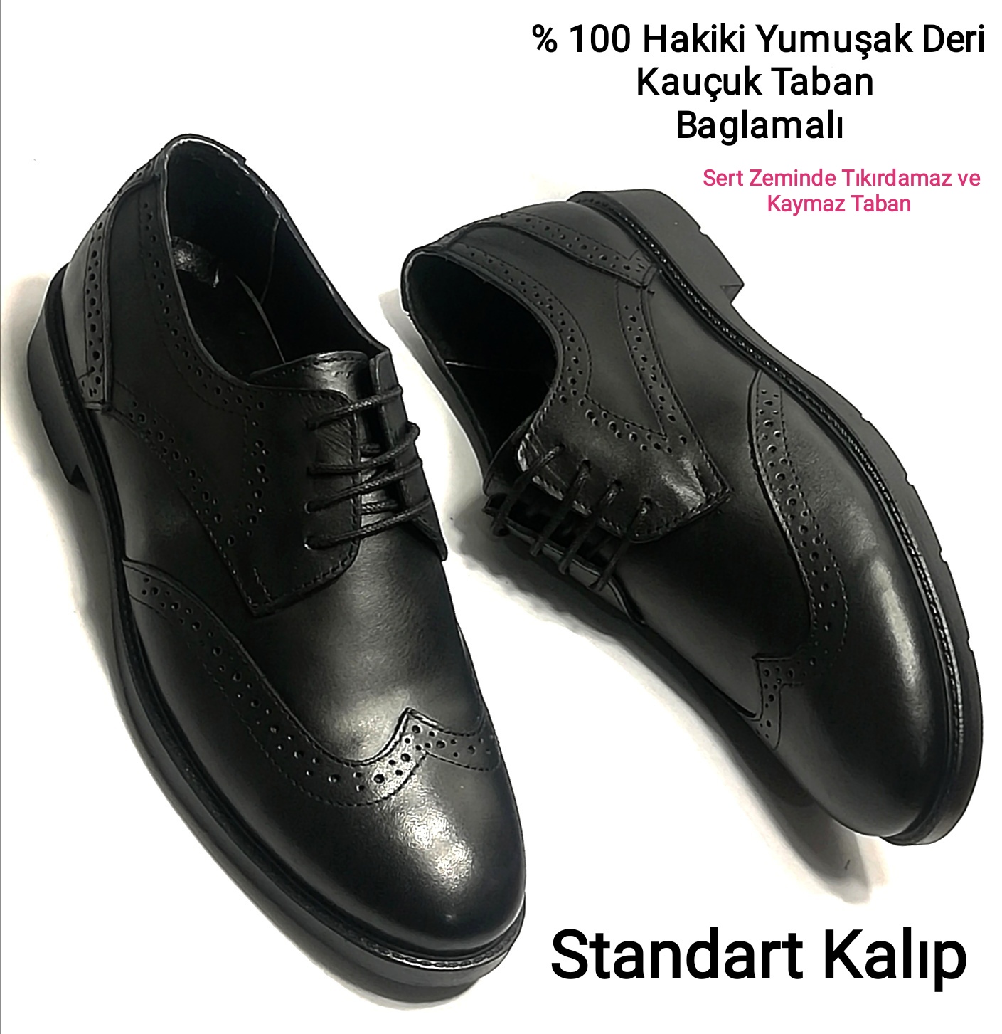 Özbek Siyah Hakiki Deri Günlük Ve Ofis İçin Klasik Ayakkabı