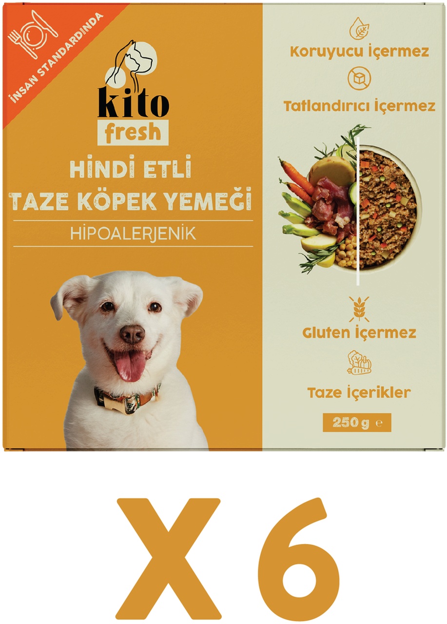 Kito Fresh Hindi Etli Taze Yetişkin Köpek Yemeği 6 x 250 G