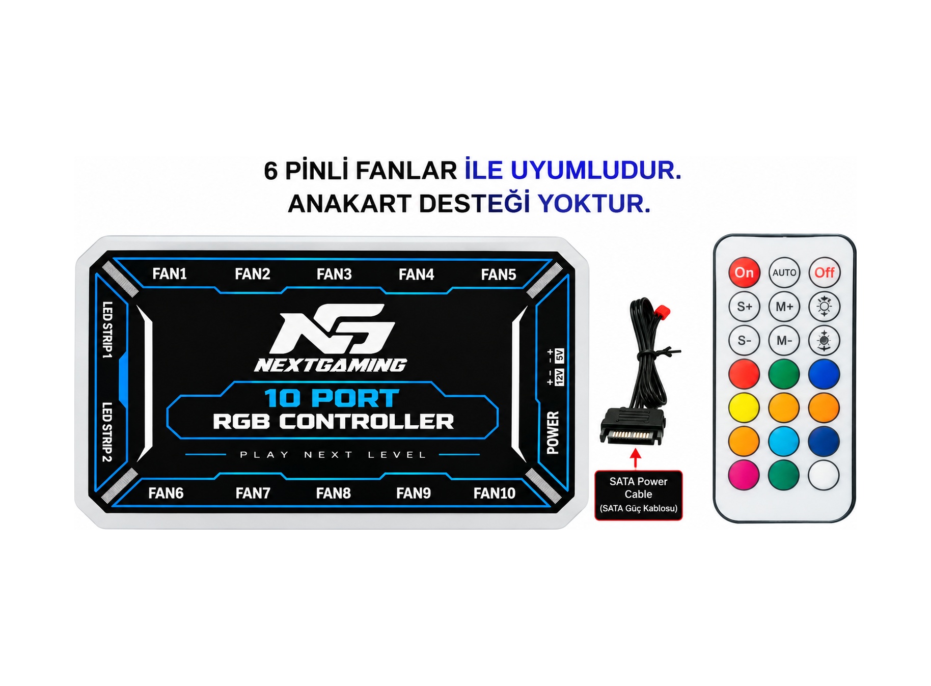 Ng 10 Port Rgb Fan Kontrolcü & Kumandalı Anakart Desteği Yok