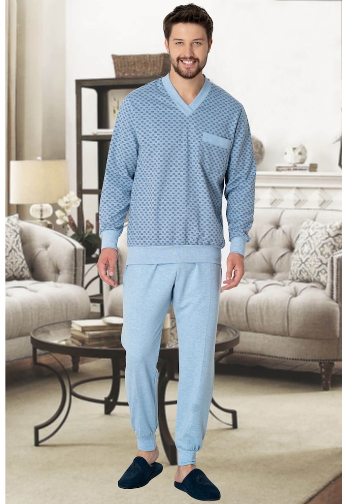 Mecit 2766 Mavi Büyük Beden Erkek Pijama Takımı
