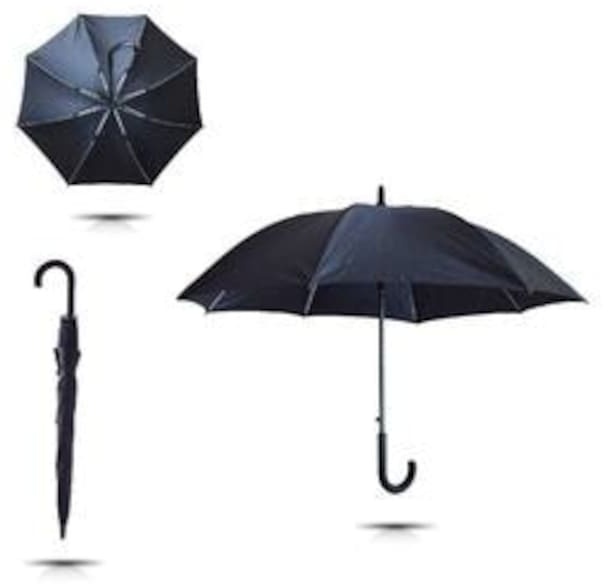 Baston Şemsiye 8 Fiber Telli Siyah Otomatik
