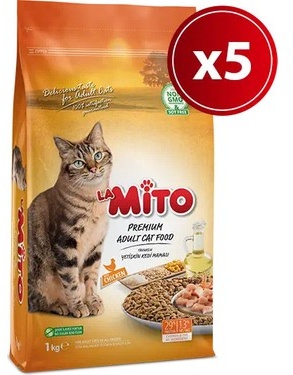 Mito Adult Cat Tavuklu Yetişkin Kedi Maması 5 x 1 KG