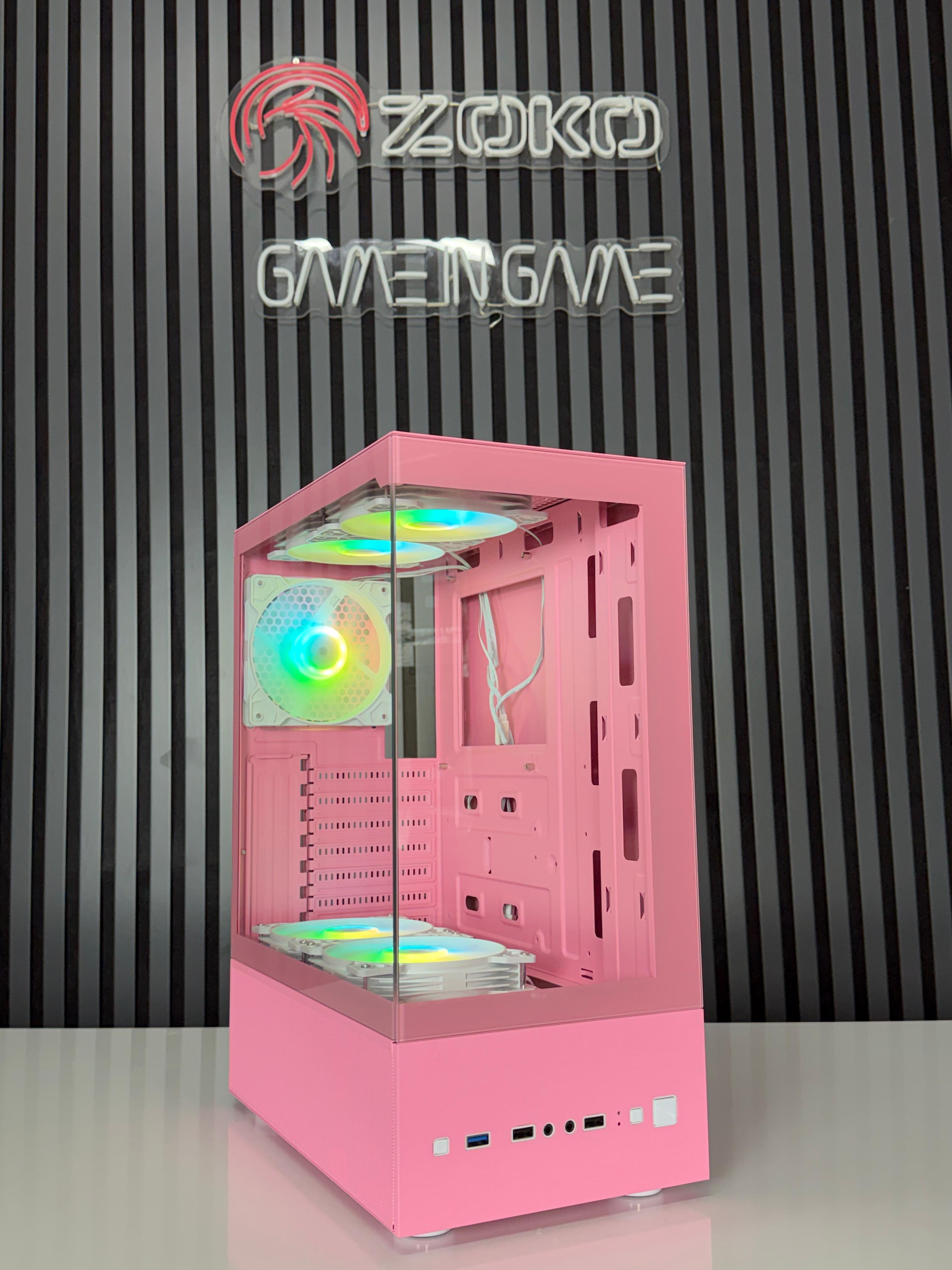 Zoko Smıle Pembe 5x12cm Argb Fanlı Temper Camlı Atx Gaming Kasa