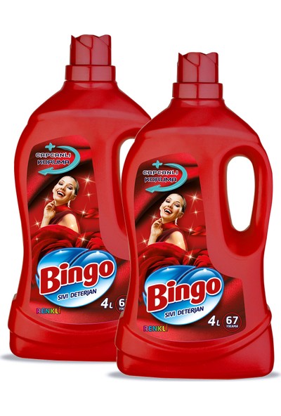 Bingo Renkliler Sıvı Çamaşır Deterjanı 67 Yıkama 2 x 4 L
