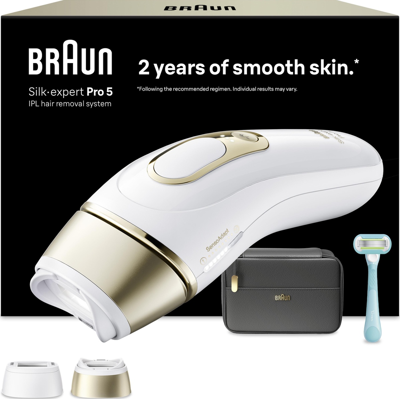 Braun IPL Silk Expert Pro 5, Evde Lazerle Tüy Alma, Çanta, Gillette Venus, 2 Başlık, PL5251 ürün görseli
