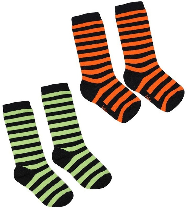 Kız Çocuk Neon Çizgili 2'Li Örme Çorap