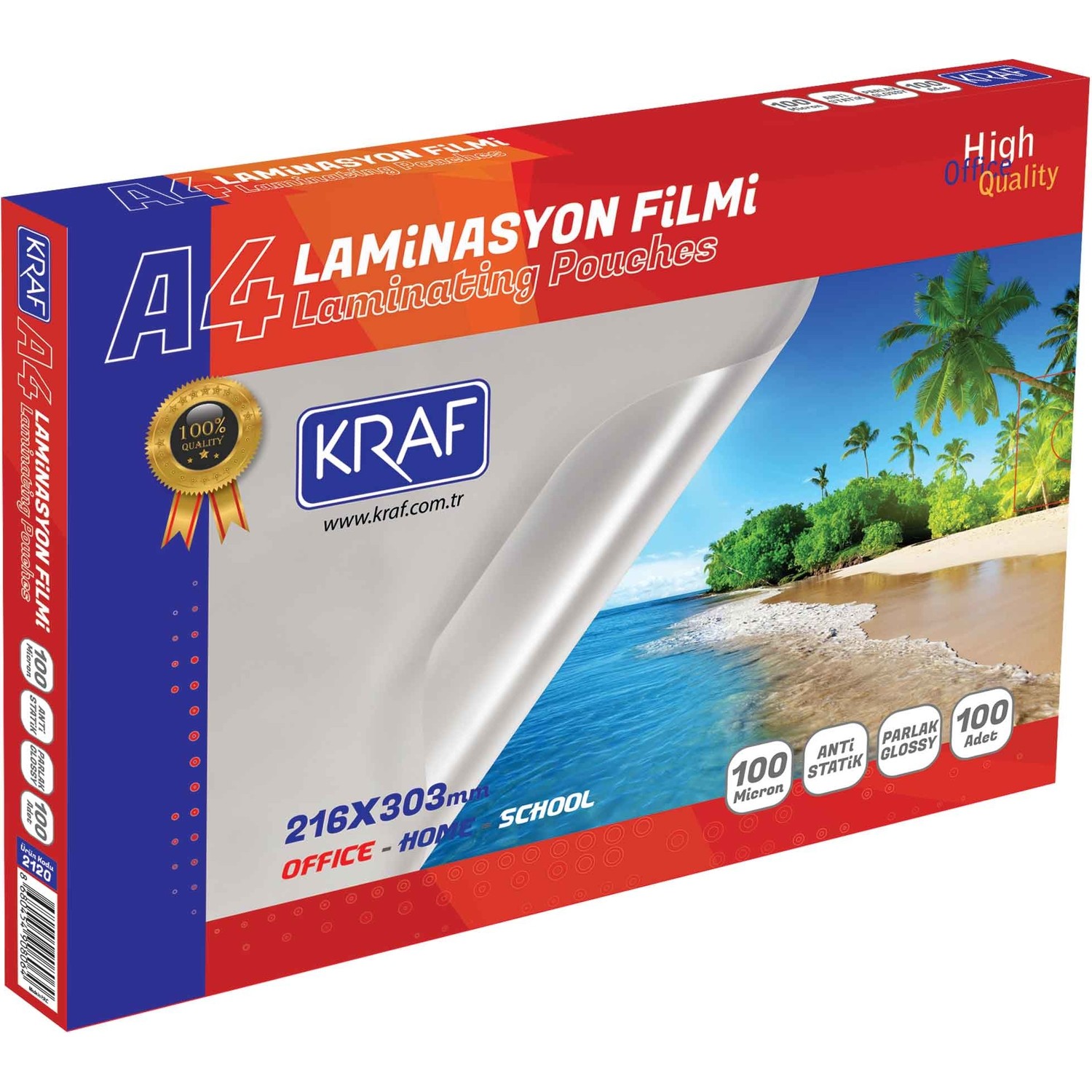 Kraf Laminasyon Filmi Parlak A4 100 Micron 100'lü