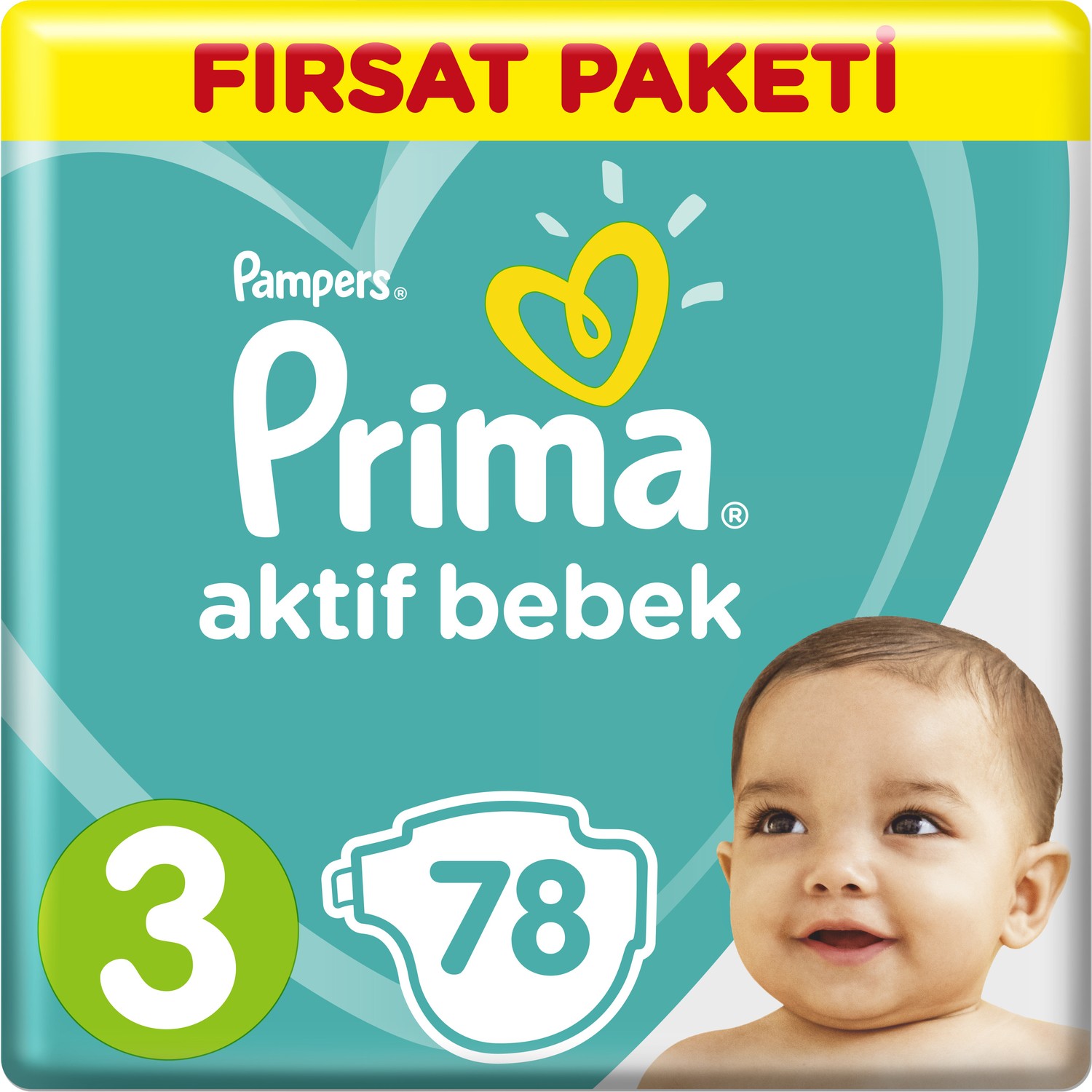 Prima Pampers Aktif Bebek Fırsat Paketi Midi Bebek Bezi 6-10 KG 3 Beden 78 Adet