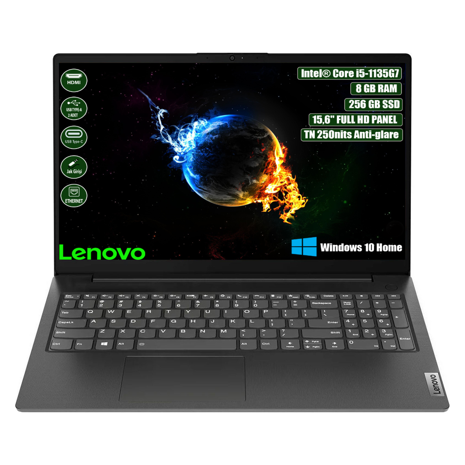 Lenovo V15 G2 ITL 82KB000RTX i5-1135G7 8 GB 256 GB SSD 15.6" W10H FHD Dizüstü Bilgisayar