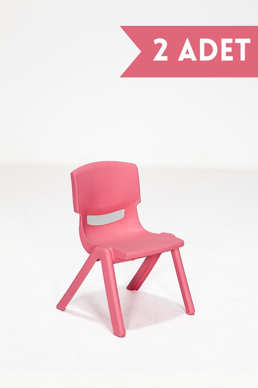 Junior 2 Adet Kreş Anaokulu Çocuk Sandalyesi Sert Plastik- Pembe