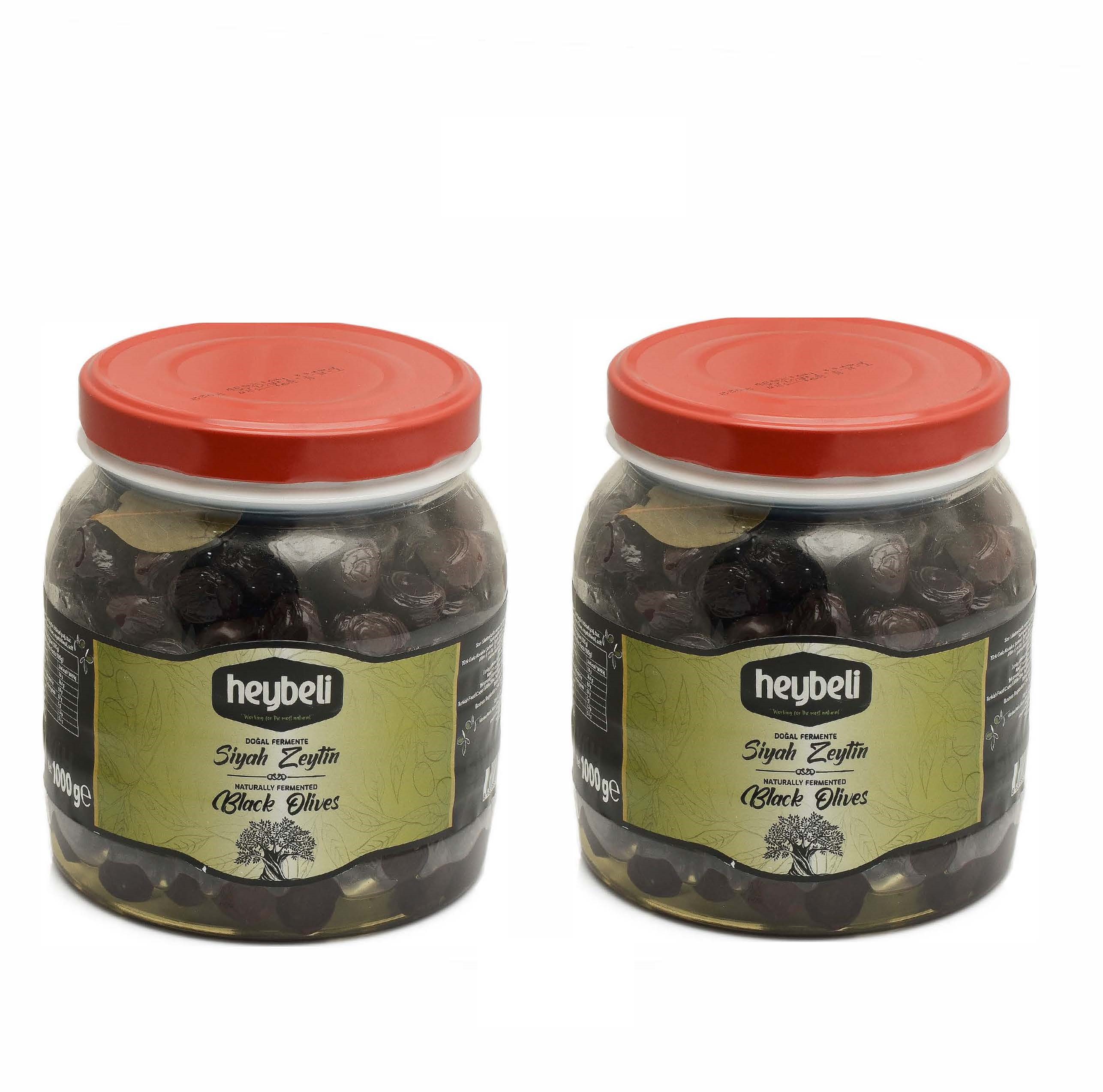 Heybeli Doğal Fermente Siyah Zeytin Teneke 2 x 1 KG