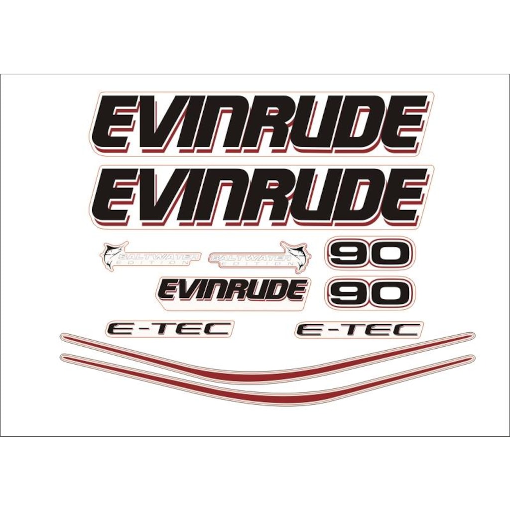 Evinrude Etec 90hp Outboard Sticker Takımı