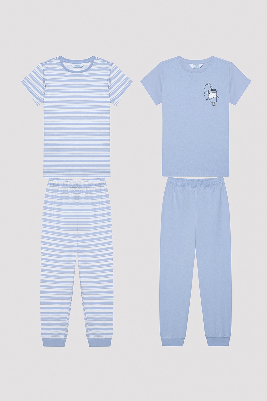 Erkek Çocuk Stripe Çok Renkli 2li Pijama Takımı