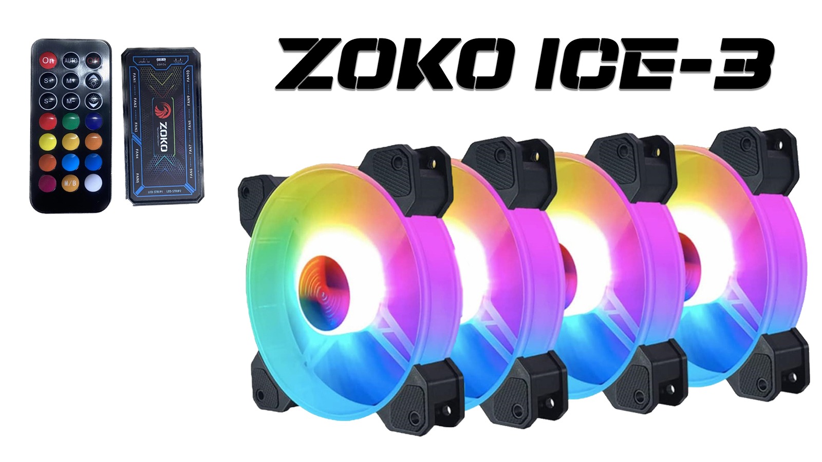 Zoko Ice-3 4x12cm Argb Kumandalı Fan Seti Kutusuz