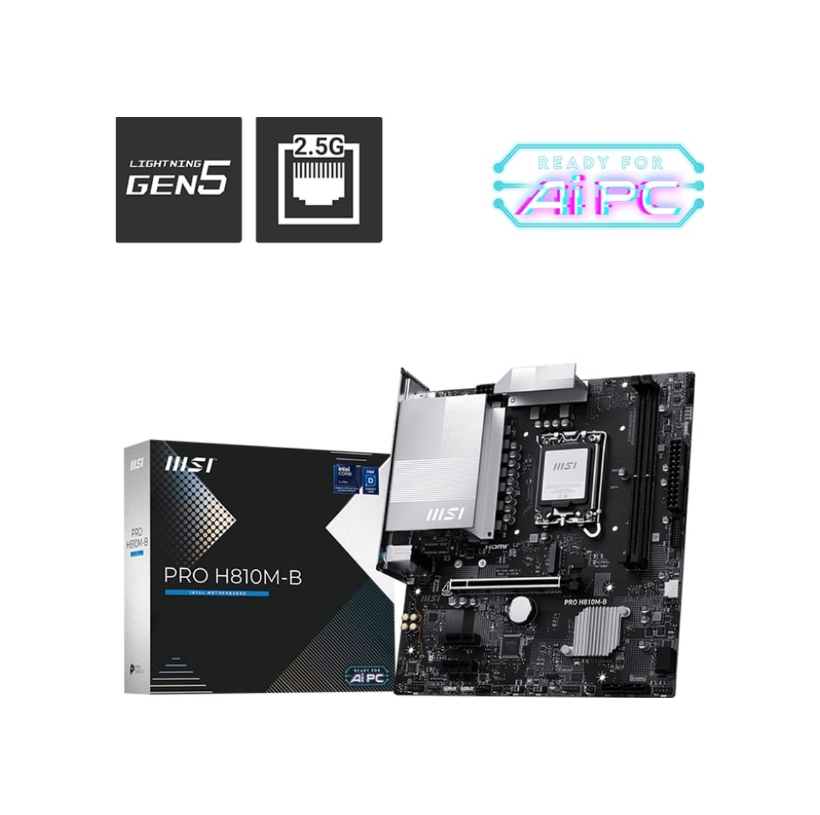 Msı Pro H810m-b Intel H810 Soket 1851 Ddr5 6400+ Oc Mhz Matx Aaaa43msı0064