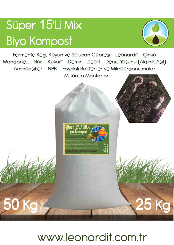 Süper 15'Li Mix Biyo Kompost 50 KG