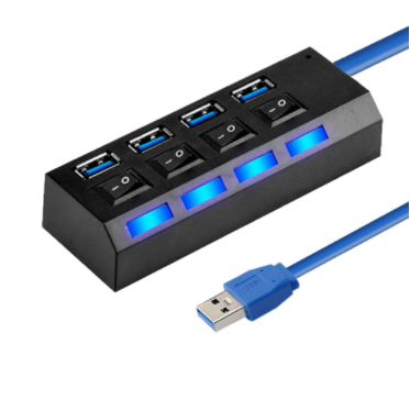 4 Port USB 3.0 Çoklayıcı Hub Anahtarlı Işıklı On Off Düğmeli