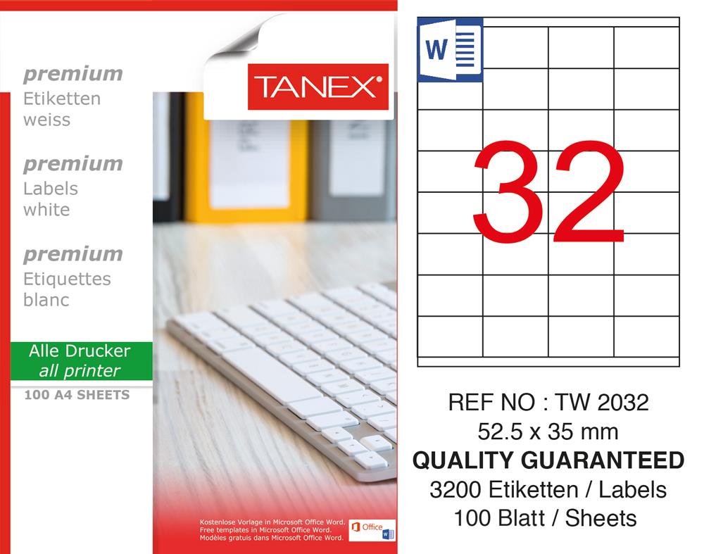 Tanex Tw-2032 52.5X35MM Laser Etiket 100'lü