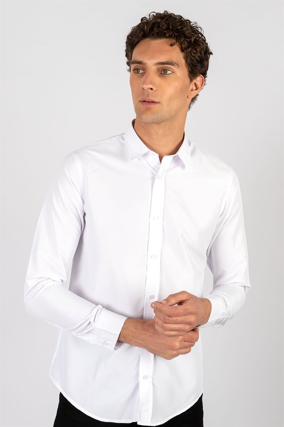 Tudors 24607 Slim Fit Kravatlık Erkek Gömlek Beyaz