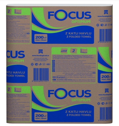 Focus Optimum 2 Katlı Z Katlama Havlu Kağıt 200'lü 12 Paket 20 x 24 CM