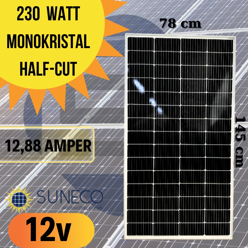 230w Half-cut Watt Monokristal Solar Güneş Paneli A Sınıf 12volt