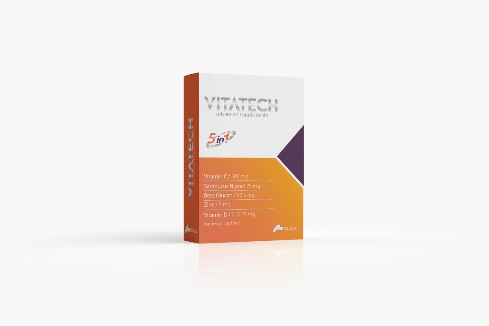 Vitatech 5In1 Vitamin C Karamürver Beta Glukan Çinko Vita