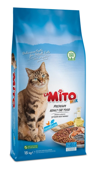 La Mito Mix Tavuklu Balıklı Renkli Tane Yetişkin Kedi Maması 15 KG